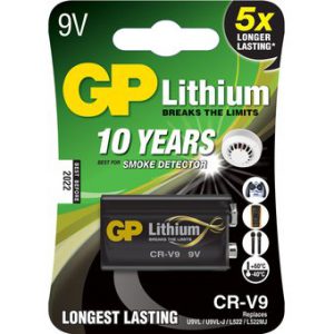 GP Lithium 9 volt blokje voor rookmelder (10jaar)